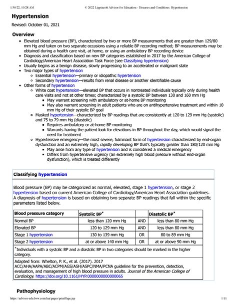 © 2022 Lippincott Advisor for Education - Diseases and Conditions Hypertension - Hypertension ...