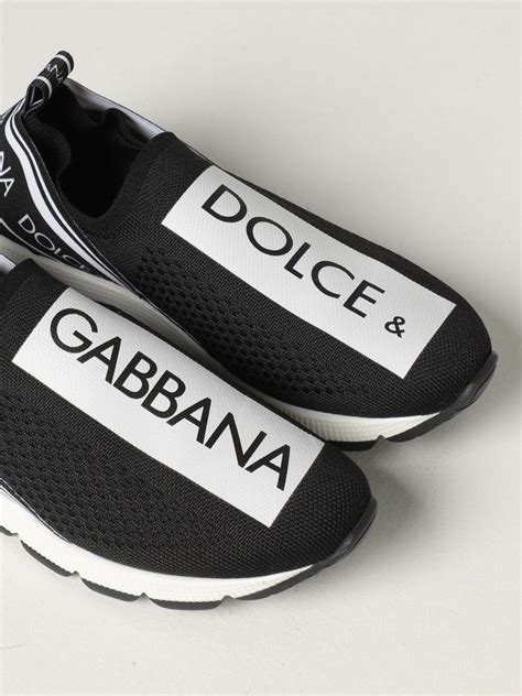 DOLCE & GABBANA: sneakers in stretch knit - Black | Dolce & Gabbana ...