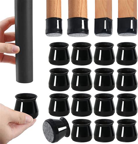 8 Pieces Extra Small Black Chair Leg Floor Protectors with Felt ...