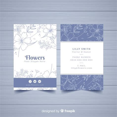 Lovely business card template with floral design | Free Vector