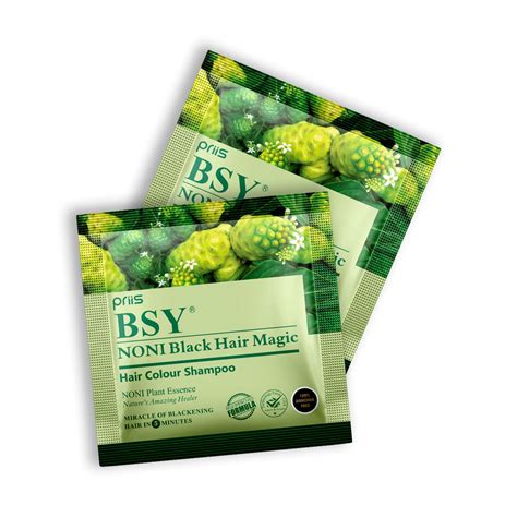 Buy BSY Noni Black Hair Magic Hair color shampoo (12ml x 12 Sachets ...