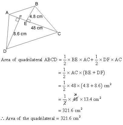 A DIAGONAL OF A quadrilateral is 20 m in length and the perpendicular ...