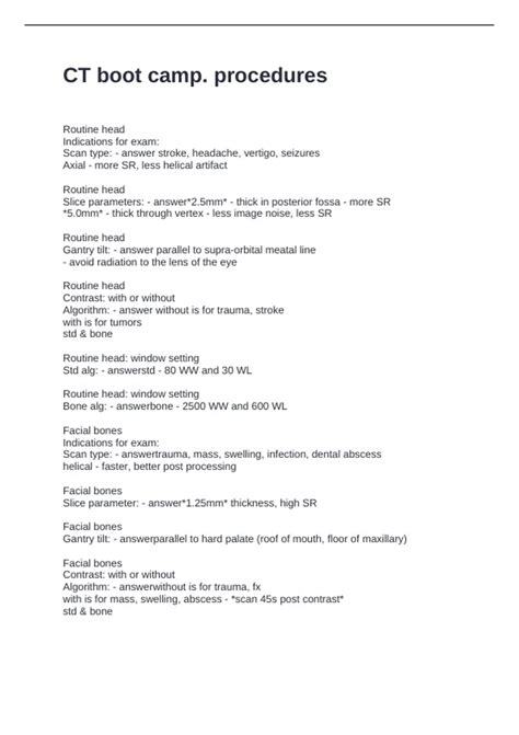 CT boot camp. procedures Questions and Answers 100% Correct - CT ...