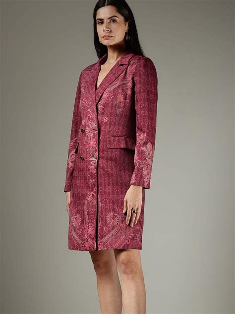 Buy Burgundy Satin Blazer Dress Online | FableStreet