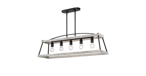 Golden Lighting 3184-LP NB-GH Teagan 5 Light 40" Wide Wood Linear ...