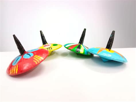 Buy Universal Wooden Toys Wooden Hand Painted Phirki Top Set of 4 ...