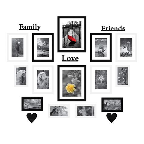 Amazon Brand - Solimo Black & White Collage Set of 14 Photo Frames ( 4 ...