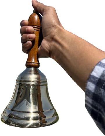 OVERSEAS MART Wooden Brass Handmade Bell Vintage Ghanti for Puja Hand ...
