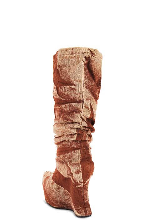 Masha Popova Drapey Slouch Boots in Freckled Truffle | REVOLVE