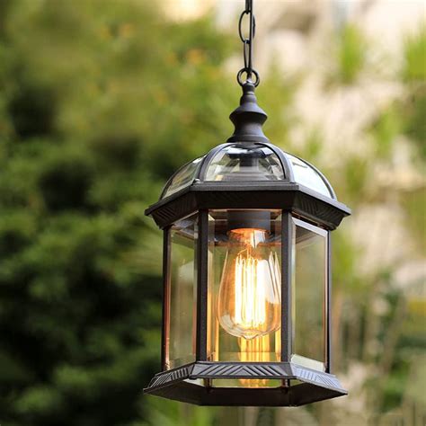 Buy E27 LED Outdoor Height Adjustable Pendant Lamp Retro Hanging Light ...