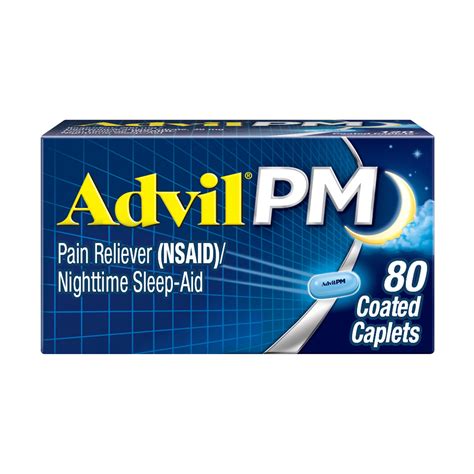 Advil PM Pain Relievers and Nighttime Sleep Aid Coated Caplet, 200 Mg Ibuprofen, 80 Count ...