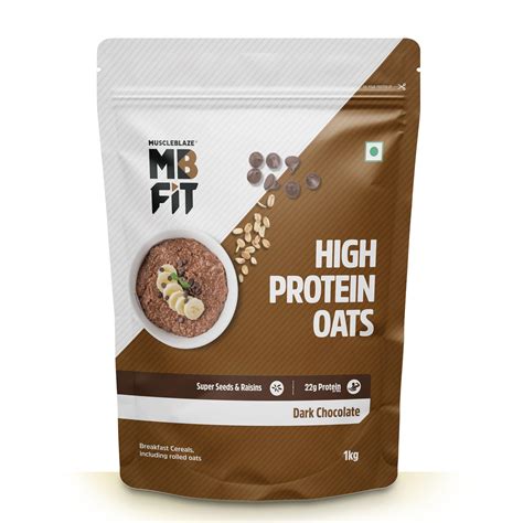 Muscleblaze Fit High Protein Oats Dark Chocolate 1kg 22g Protein ...