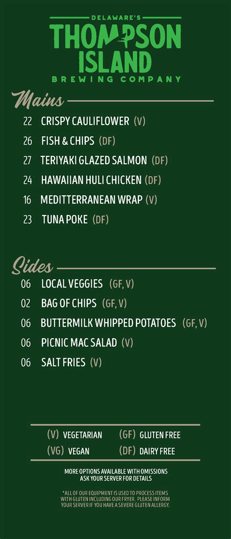 View Our Menu | Thompson Island Brewing Company, Rehoboth DE