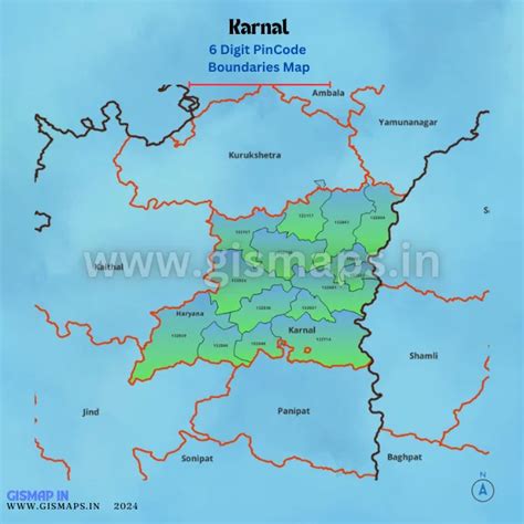 Karnal PincodeNoundaries Map (Haryana)