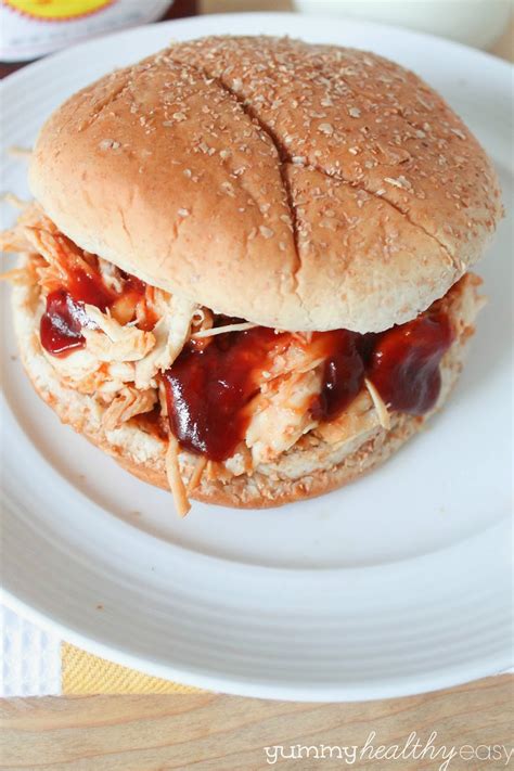 Slow Cooker BBQ Shredded Chicken Sandwiches (only 3 ingredients ...