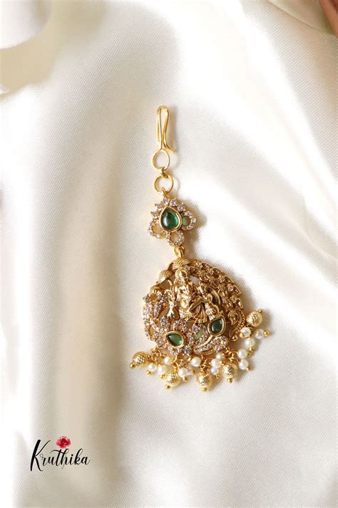 Simple AD Temple maang tika MT199 – Kruthika Jewellery