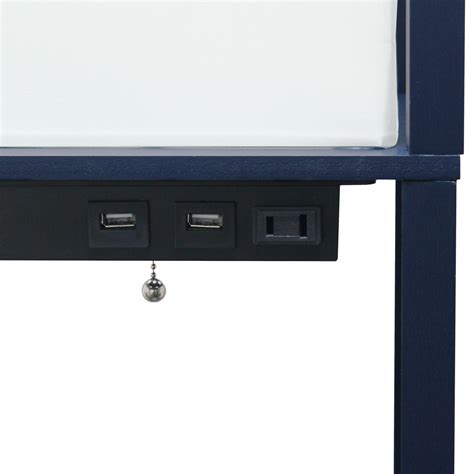 62.5" Navy Floor Lamp with Organizer Storage Shelf & Charging Ports ...