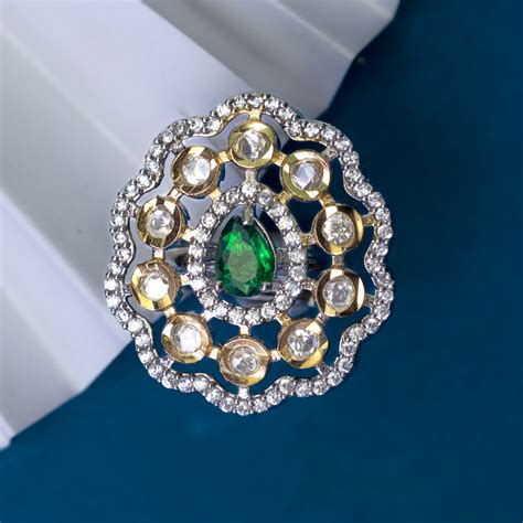 Gloria Victorian style white AD stones adjustable ring – Sierra The Label