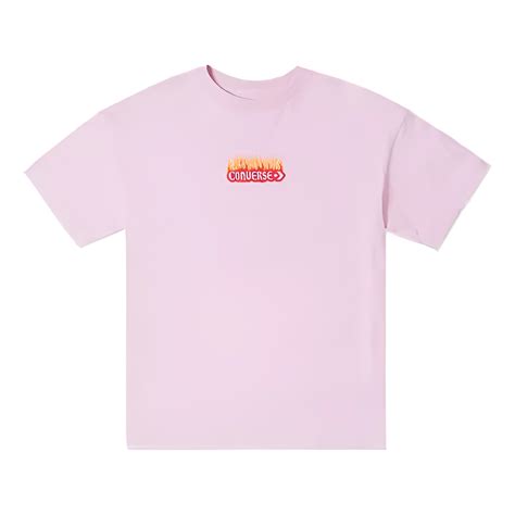 (WMNS) Converse Flaming Logo Oversized T-Shirt 'Pink' 10026466-A03
