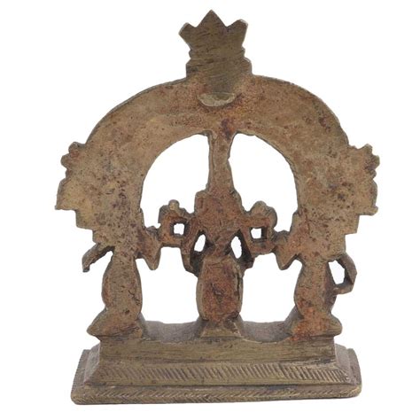 Brass Statue Of lord Vishnu Prabhavali Two Consorts Deivanai and Valli