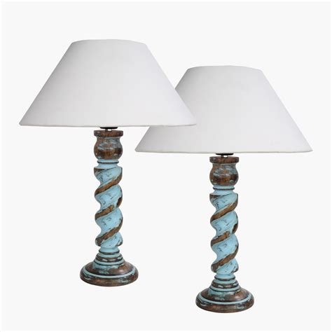 Buy HOMESAKE Wooden Set of 2 Table Lamps from Homesake at just INR 8000.0