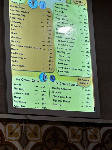 Menu at Chai Theory-New Bell Road, Bengaluru