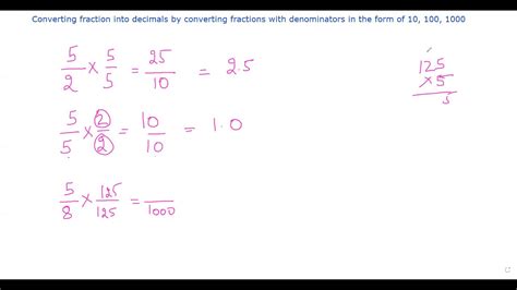 Converting fractions to decimals by converting denominators with 10 ...
