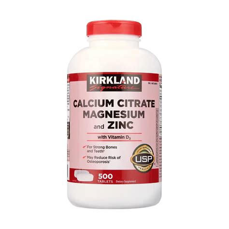 Kirkland Signature Calcium Citrate Magnesium and Zinc with Vitamin D3 500tbs