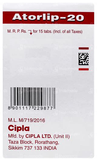 Atorlip 20 Tablet 15: Uses, Side Effects, Price & Substitutes
