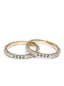Buy Priyaasi Set of 2 Gold-Plated Pearls and Stones Studded Bangles at ...