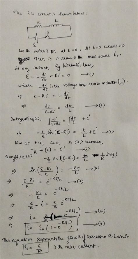 2. a) Derive expression for growth current in a series RL circuit ...