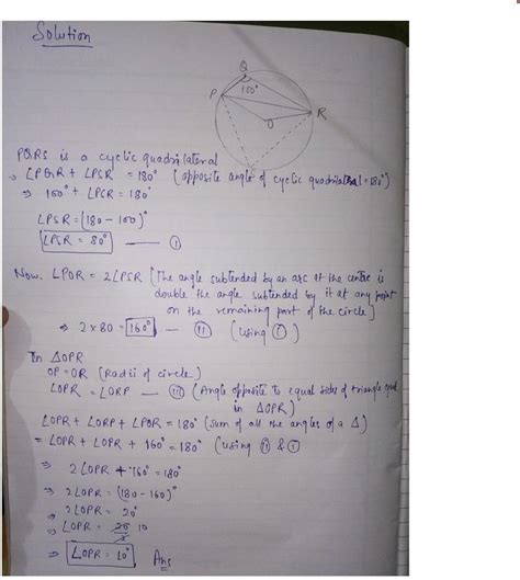 in the figure a circle with centre A and angle PAQ = 100° find m(arc ...