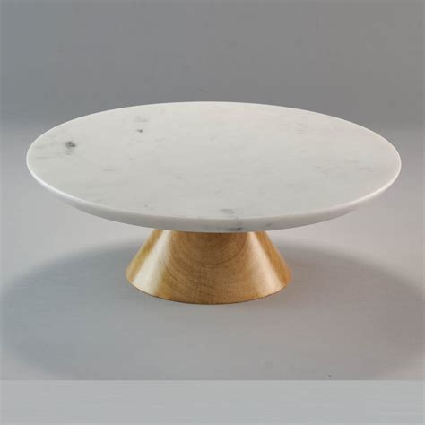 Shop Round Marble and Wood Cake Stand In India | Stone Essential