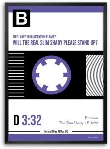 Eminem The Slim Shady Lp Songs Lyrics Music Cassette Typography Framed ...