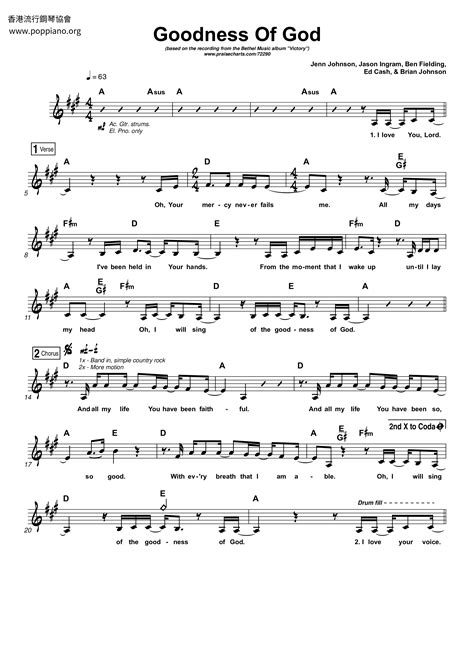 goodness of god | Sheet Music | Piano Score Free PDF Download | HK Pop ...