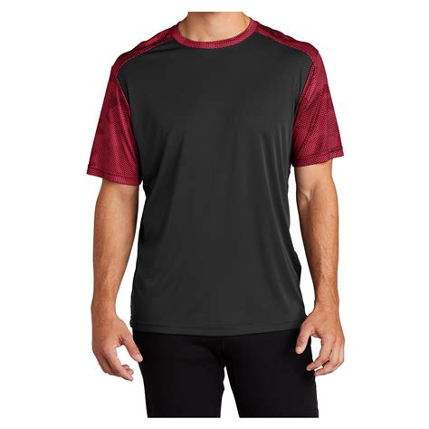 Mafoose Mens CamoHex Colorblock Polyester Tee Shirt Black/ Deep Red XL ...