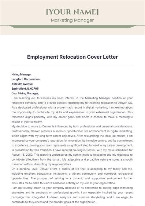 Image result for Relocation Cover Letter Template