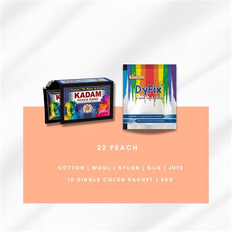 Kadam Fabric Dye Colour | Shade22: Peach| 50g Pack | Includes Color ...