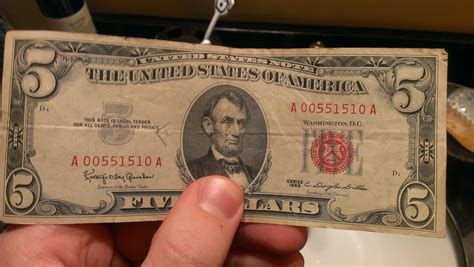 Series 1963 $5 bill with red ink : r/mildlyinteresting