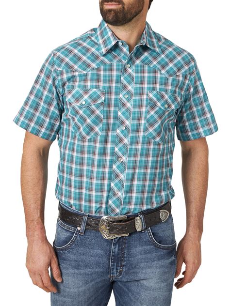 Wrangler - Wrangler Men's Short Sleeve 2 Pocket Western Shirt - Walmart ...
