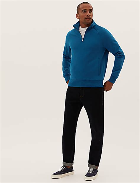 Buy Pure Cotton Half Zip Sweatshirt at Marks & Spencer