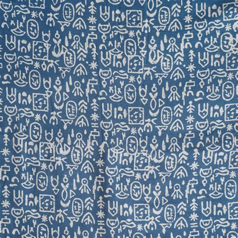 Pure Cotton Gamthi Blue With Warli Art Hand Block Print Fabric – Sanskruti