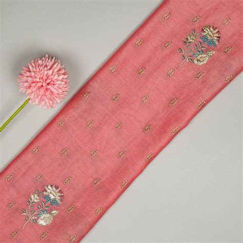 Hand Embroidery Lookalike Buta Buti Mixture on Gajari Silk Chanderi ...