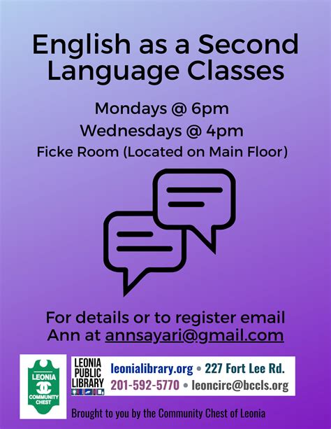 ESL Classes — Leonia Public Library in Bergen County