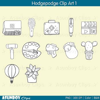 Hodgepodge Clip Art Graphics Set - Free by Asunboy Clips | TPT