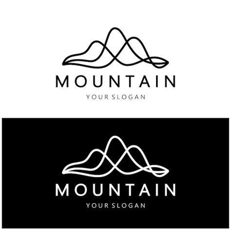 Minimalist mountain and sun logo design flat colors packed with modern ...