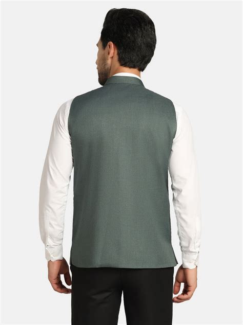 Men Green Solids Nehru Jacket – Tahvo India