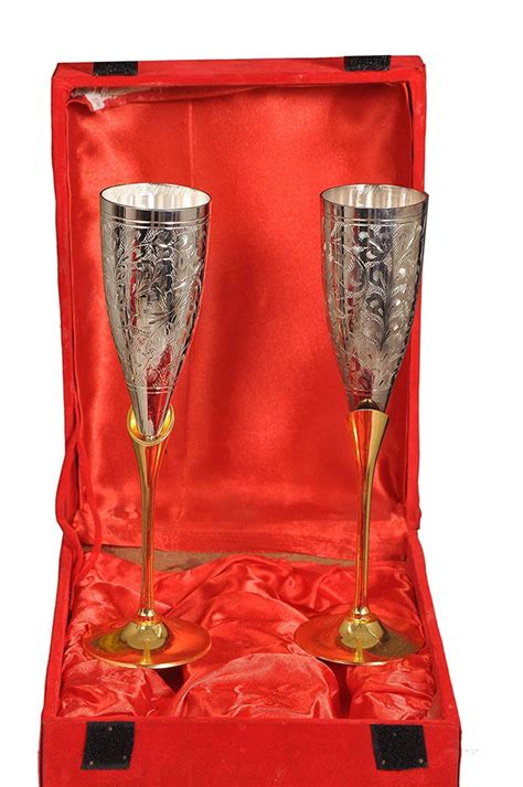 Brass Silver Coated Win Glasses | Buy Brass Win Glasses 2 Piece – Nutristar