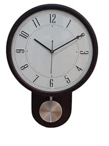 Buy KOHE 16 Inch Quartz Wall Clock – Wooden Pendulum Analog Clock for ...