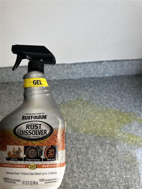 Rust remover leaked on epoxy garage floor. Power washer isn’t removing it. Any ideas on how to ...